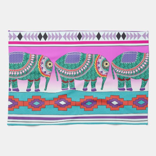 Elephant mit Azteken-Muster Handtuch (Horizontal)