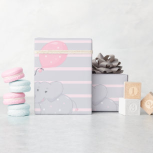 Elephant mit Balloon Baby Shower Girl Geschenkpapier