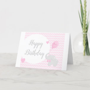 Elephant mit Balloon   Happy Birthday Card Karte