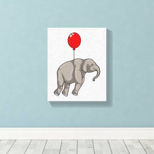 Elephant mit Balloon Leinwanddruck (Insitu (Holzboden))