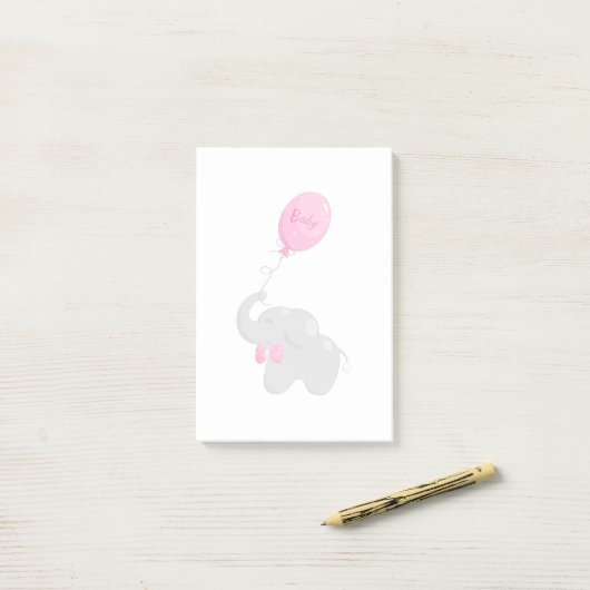 Elephant mit Balloon Post-it Klebezettel (Auf Schreibtisch)