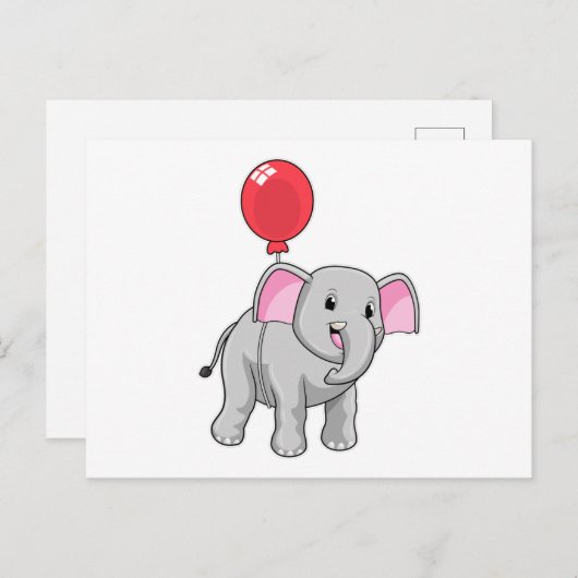 Elephant mit Balloon Postkarte (Vorne/Hinten)