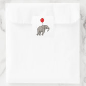 Elephant mit Balloon Quadratischer Aufkleber (Tasche)