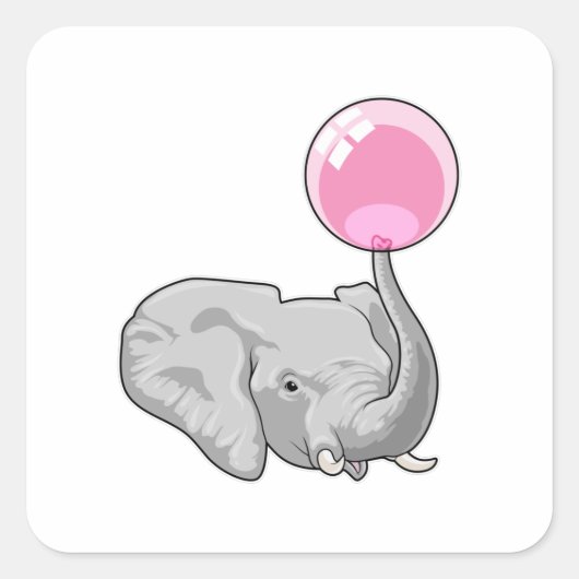 Elephant mit Balloon Quadratischer Aufkleber (Vorderseite)