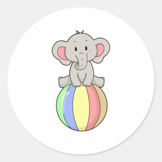 Elephant mit Balloon Runder Aufkleber (Vorderseite)