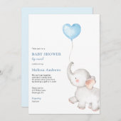 Elephant mit Blue Balloon Baby Shower by Mail Einladung (Vorne/Hinten)