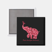 Elephant mit Blume Gehirnaneurysma Awareness Ribb Magnet (Vorderseite/Rückseite)