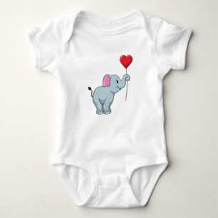 Elephant mit Heart Balloon Baby Strampler
