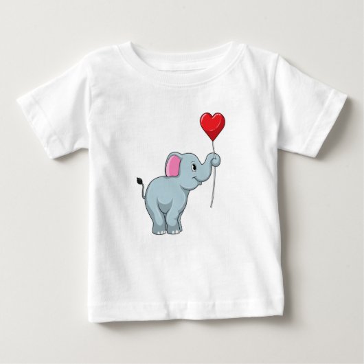 Elephant mit Heart Balloon Baby T-shirt (Vorderseite)