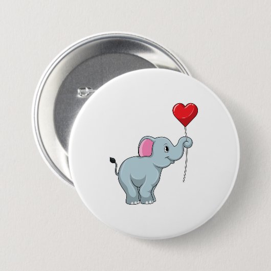 Elephant mit Heart Balloon Button (Vorne & Hinten)