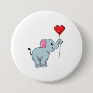 Elephant mit Heart Balloon Button