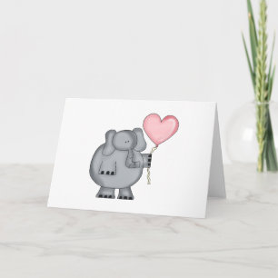 Elephant mit Heart Balloon Feiertagskarte