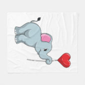 Elephant mit Heart Balloon Fleecedecke (Vorderseite (Horizontal))