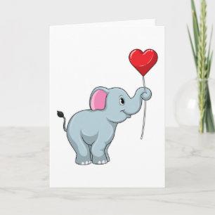 Elephant mit Heart Balloon Karte