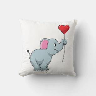 Elephant mit Heart Balloon Kissen