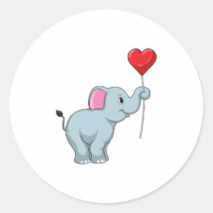 Elephant mit Heart Balloon Runder Aufkleber