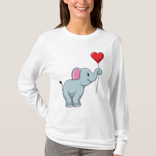 Elephant mit Heart Balloon T-Shirt (Vorderseite)