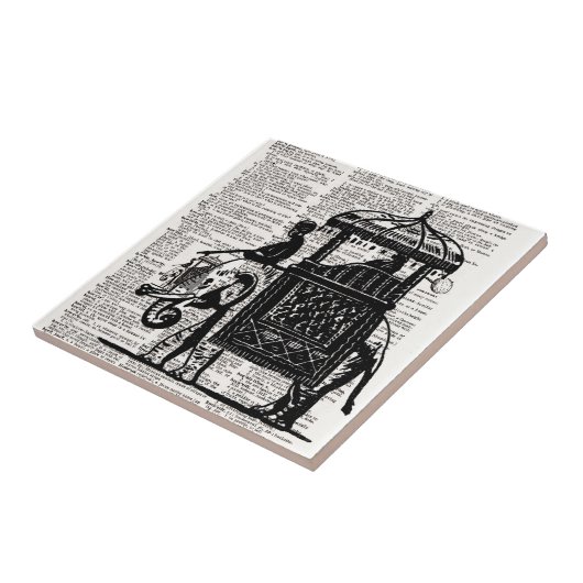 Elephant mit Howdah Dictionary Art Fliese (Seite)