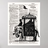 Elephant mit Howdah Dictionary Art Poster (Vorne)