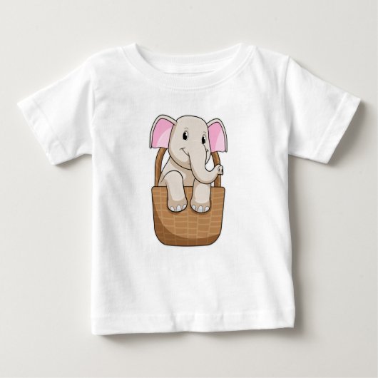 Elephant mit Korbweide Baby T-shirt (Vorderseite)