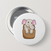 Elephant mit Korbweide Button (Vorne & Hinten)