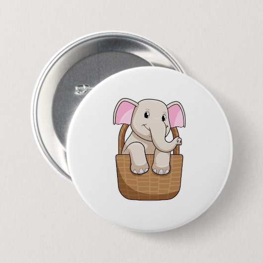 Elephant mit Korbweide Button (Vorne & Hinten)