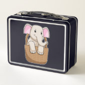 Elephant mit Korbweide Metall Brotdose (Rückseite)