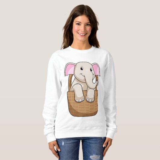 Elephant mit Korbweide Sweatshirt (Vorne ganz)