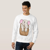 Elephant mit Korbweide Sweatshirt (Vorne ganz)