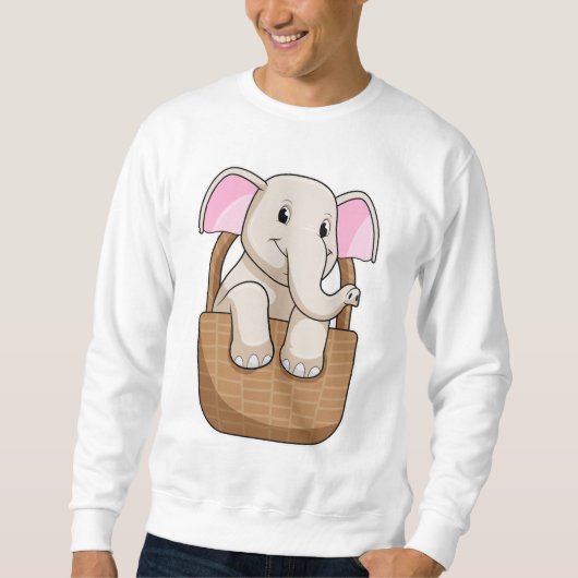 Elephant mit Korbweide Sweatshirt (Vorderseite)