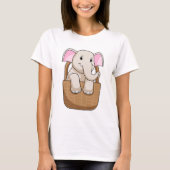 Elephant mit Korbweide T-Shirt (Vorderseite)