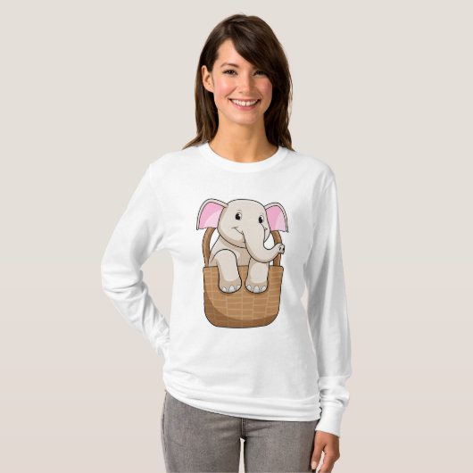 Elephant mit Korbweide T-Shirt (Vorne ganz)