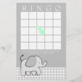 Elephant mit Mint Green Hearts Gingham Bingo Card (Vorderseite)