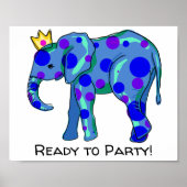 Elephant mit Polka Dots Party Poster (Vorne)