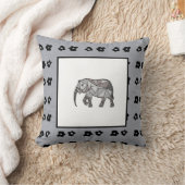 Elephant Modern Birth Baby Boy for Kids Black Kissen (Decke)