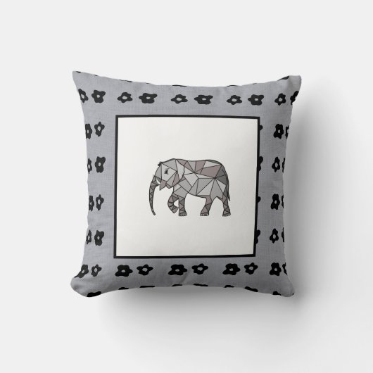 Elephant Modern Birth Baby Boy for Kids Black Kissen (Vorderseite)