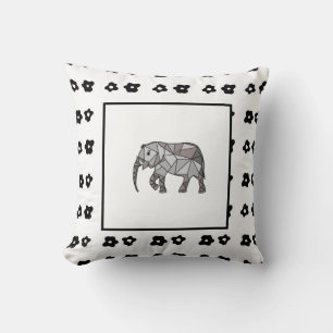 Elephant Modern Birth Baby Boy for Kids Black Kissen