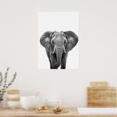 Elephant Modern Black White Poster (Küche)