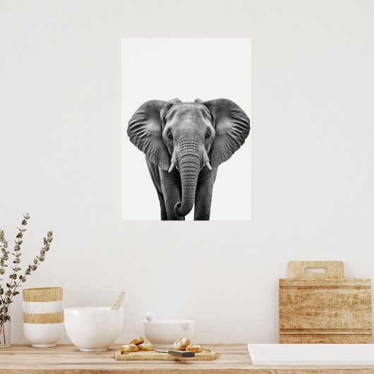 Elephant Modern Black White  Poster (Küche)