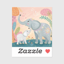 Elephant Mom and Baby Aufkleber