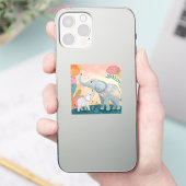 Elephant Mom and Baby Aufkleber (Telefon)