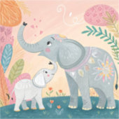 Elephant Mom and Baby Aufkleber (Vorderseite)