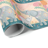 Elephant Mom and Baby Geschenkpapier (Rolleneckpunkt)
