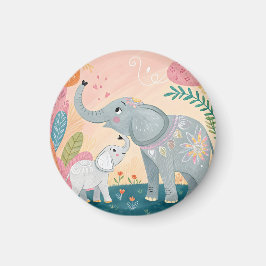 Elephant Mom and Baby Magnet