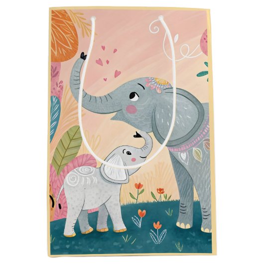 Elephant Mom and Baby Mittlere Geschenktüte (Vorderseite)