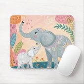 Elephant Mom and Baby Mousepad (Mit Mouse)