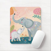 Elephant Mom and Baby Mousepad (Mit Mouse)