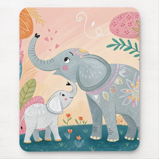 Elephant Mom and Baby Mousepad (Vorne)