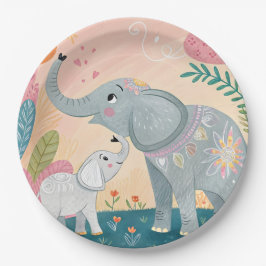Elephant Mom and Baby Pappteller