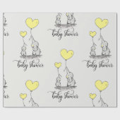 Elephant Mommy & Baby Dusche Grau gelb Geschenkpapier (Flach)